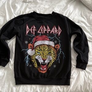 Def Leppard Black Sweatshirt with Festive Leopard Design